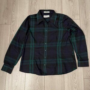 Orvis Green Blue Plaid Button Down Shirt Boys Size 18 Collared Long Sleeve